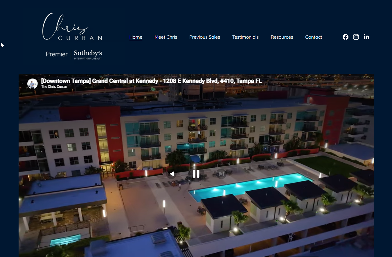 The Chris Curran real estate website homepage